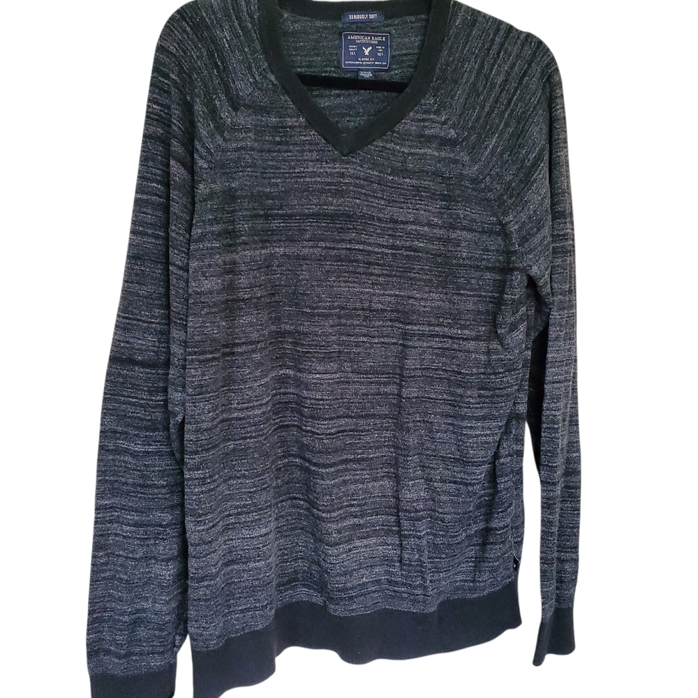 American Eagle Seriously Soft Men's XL Sweater Long Sleeve Gray Casual Cozy Read